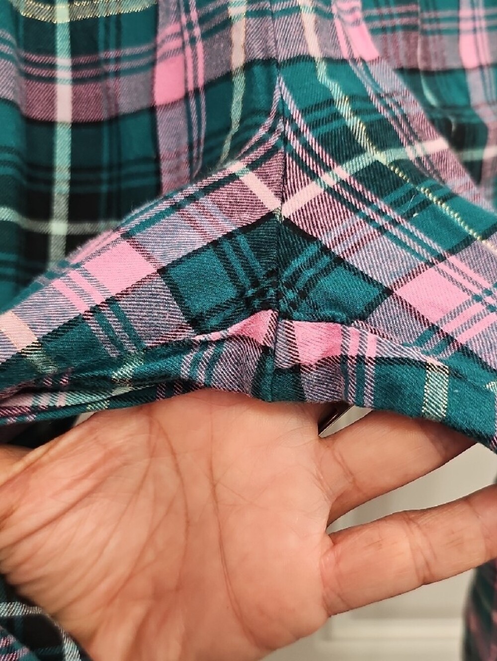 Victoria's Secret Teal, Pink & Black Plaid Pajama Bottoms - Picture 3 of 7
